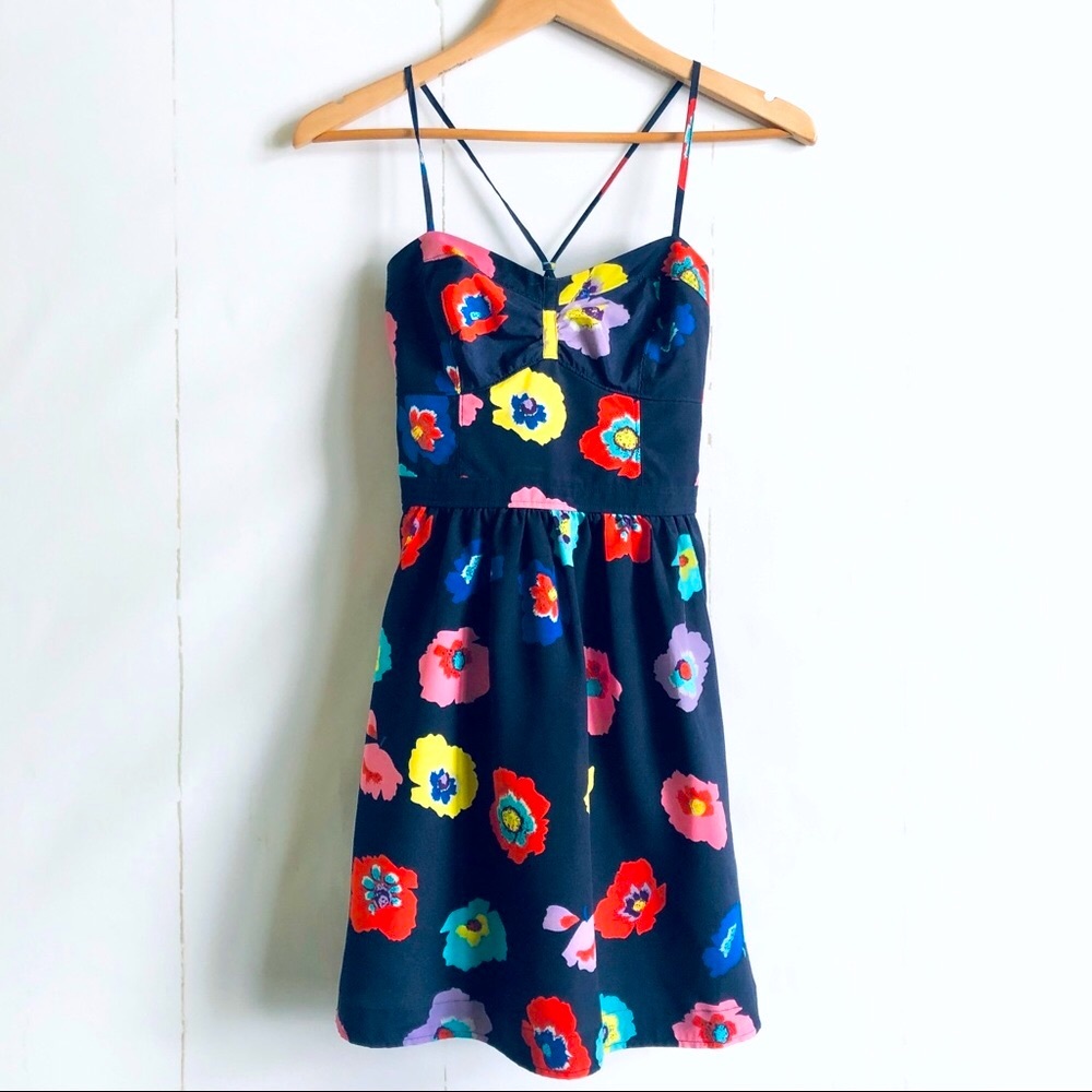 American Eagle Colorful Floral Fit & Flare Dress